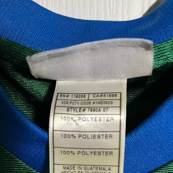 NBA Dallas Mavs #41 Nowitzki Jersey Mens Sz Med Fits Like a Large Green/Wht/Blue - Picture 3 of 4